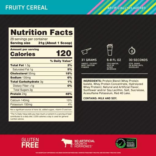 Optimum Nutrition GOLD STANDARD 100% WHEY™ Fruity Cereal 2 lb (29 Servings) Hrvatska | 54XKZCYBQ